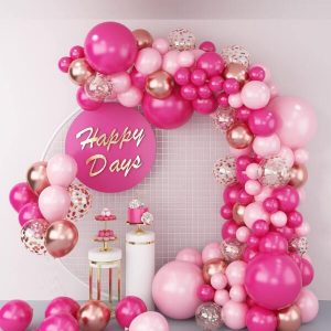Guirlande de ballons  Rose ,Fuchsia, Or    ( achat)