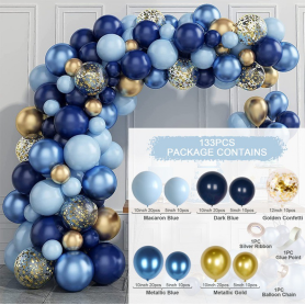 Guirlande de ballons  Bleu métallique, Bleu ciel ,or    ( achat)