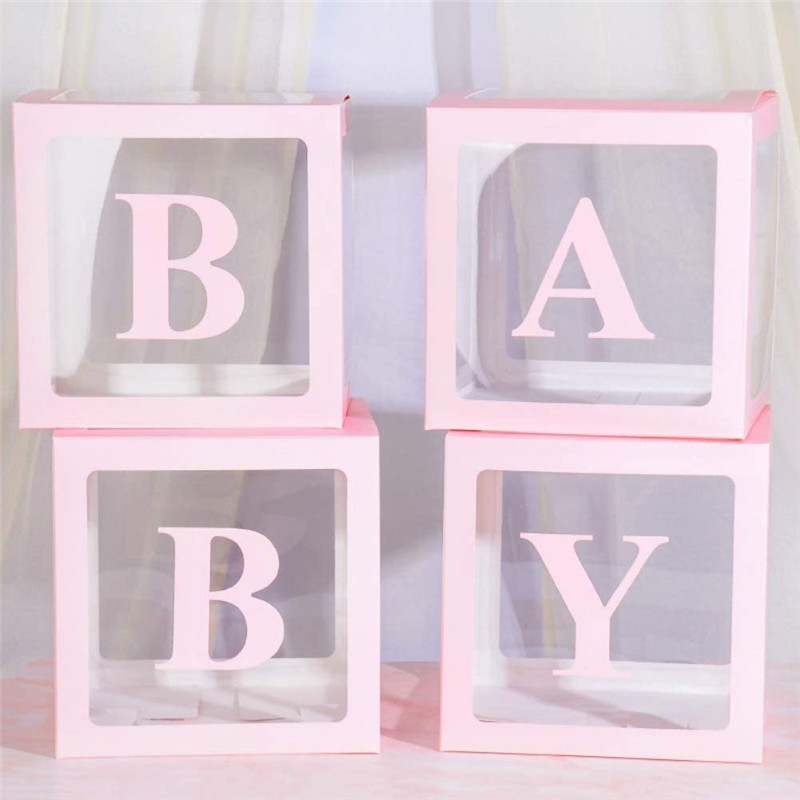 Boîte à Ballons décoratif Rose 30/30cm avec Lettre BABY 4 pièce (Achat )