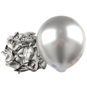 Ballons Argent Brillant Métalliques 10 pouces  ( 25.4 cm gonflés ) X15 Pièces