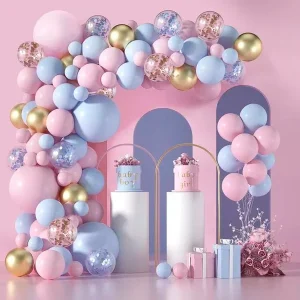 Guirlande de ballons   Pastel, Rose, bleu, Or,( achat)
