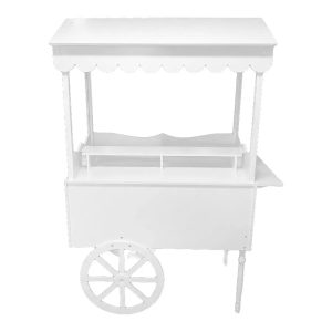 Location chariot candy bar blanc laqué