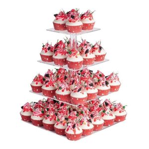 Location Support 4 étage cup cake en acrylique transparent carre