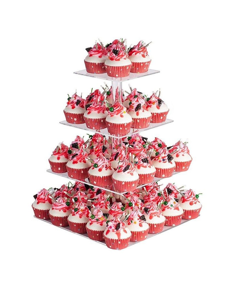 Location Support 4 étage cup cake en acrylique transparent carre