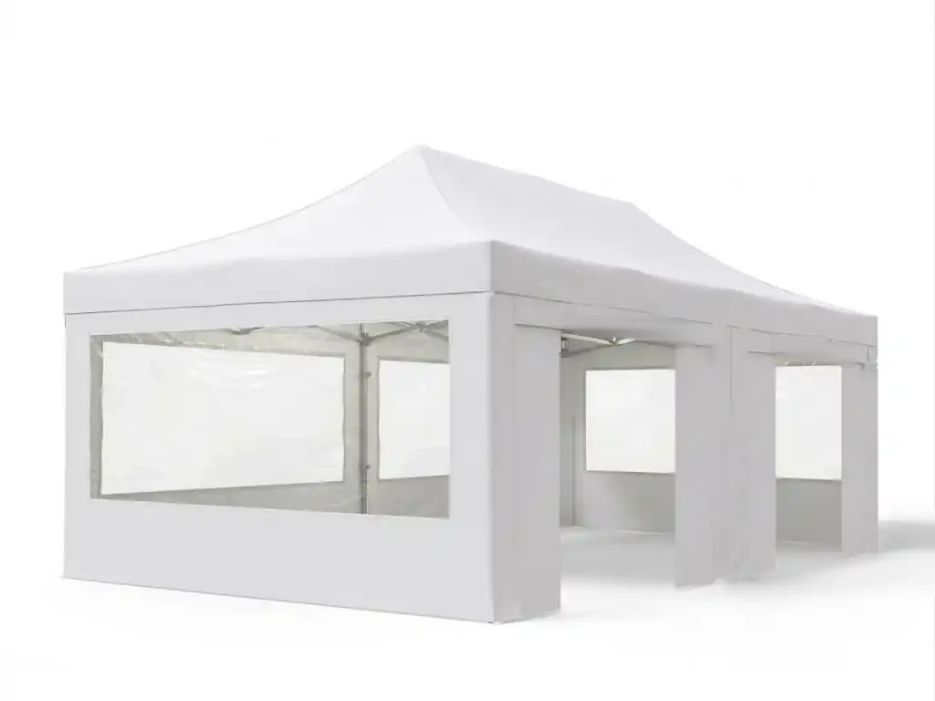 Location tonnelle 3 x 9 m blanche (3 x 6 + 3 x 3) – 20 à 25 personnes assises