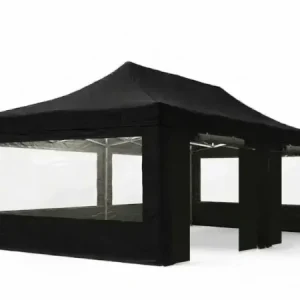 Location tonnelle 3 x 6 m noire – 12 à 18 personnes assises