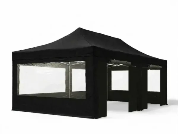 Location tonnelle 3 x 6 m noire – 12 à 18 personnes assises